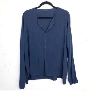 Cp shades navy blue button down tunic blouse shirt